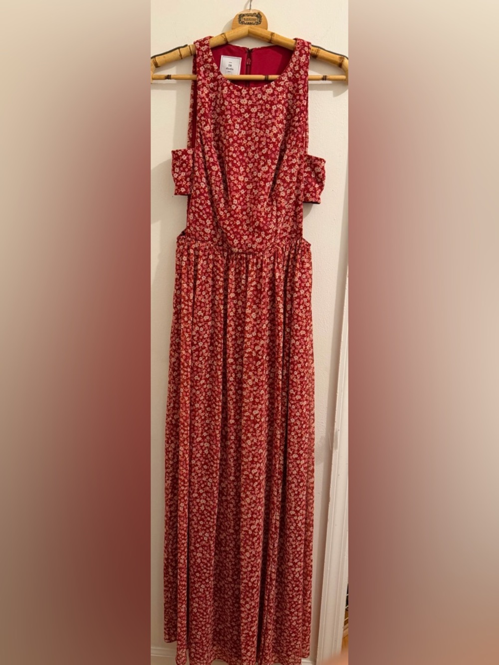 DB Studio Red Floral Halter Maxi Dress